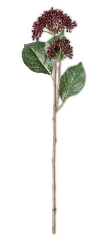Faux Burgundy Hydrangea Buds Stem
