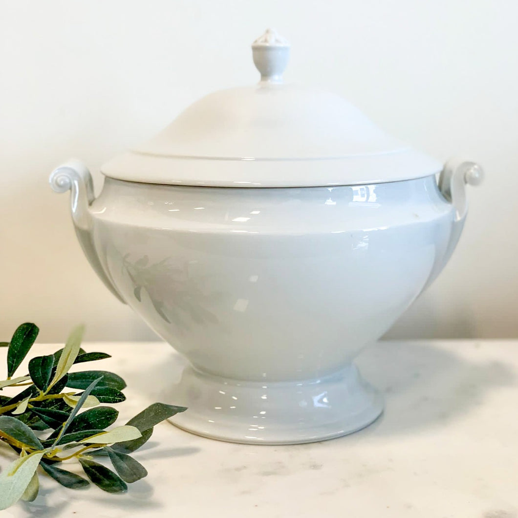 Antique French White Earthenware Soup Tureen