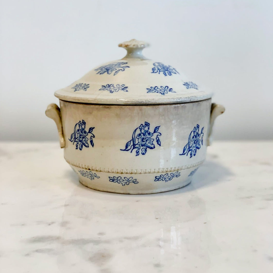 Antique French Earthenware Floral Soup Tureen