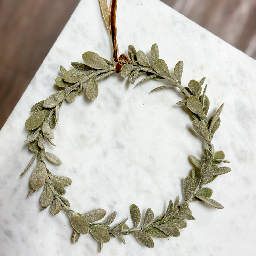Flocked Mistletoe Wreath Ornament
