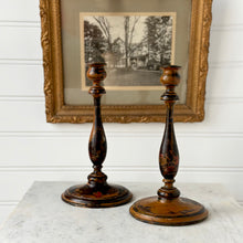 Load image into Gallery viewer, Antique French Chinoiserie Painted Candlesticks – Pair

