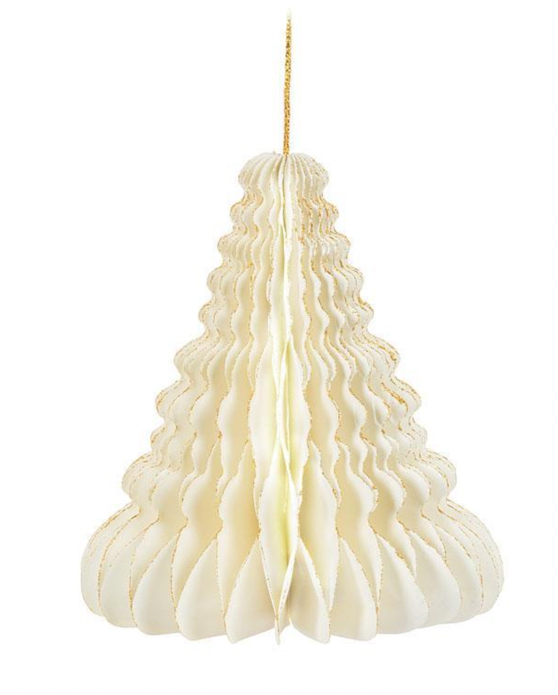 Pleated White Paper Tree Ornament