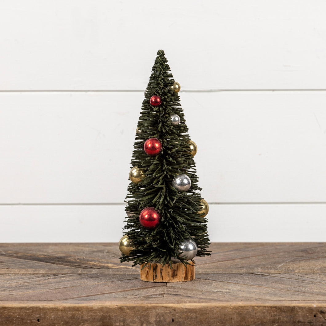 Vintage Style Bottle Brush Tree with Ornaments