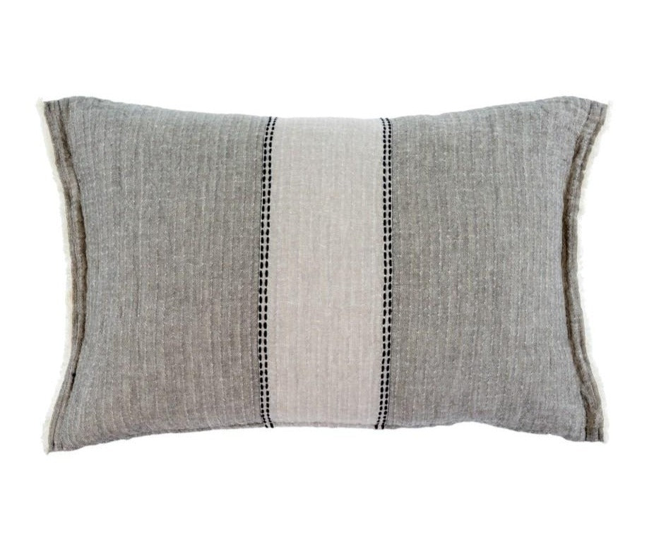 Grey Kantha Patch Pillow