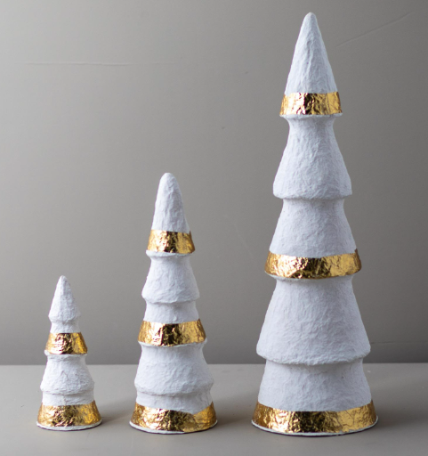 Cotton Mache with Gold Tree